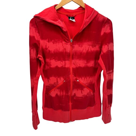 Nike Running Jacket Womens Small Pink Hooded Full Zip Vented + Thumbholes Active - Picture 1 of 10